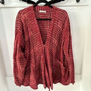 Yasuko Kurisaka Vintage Tunic Top Woven Red one size